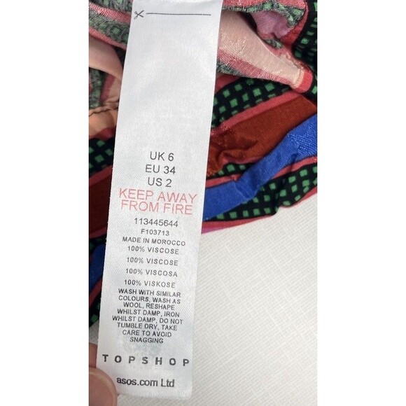 Topshop Striped Long Sleeve Tie Front Crop Top Stars 4th of July Women’s Size 2 - Picture 14 of 15